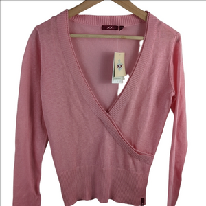 Mexx Womens Faux Wrap Sweater Surplice V Neck Long Sleeves Linen Cotton Blend Sm